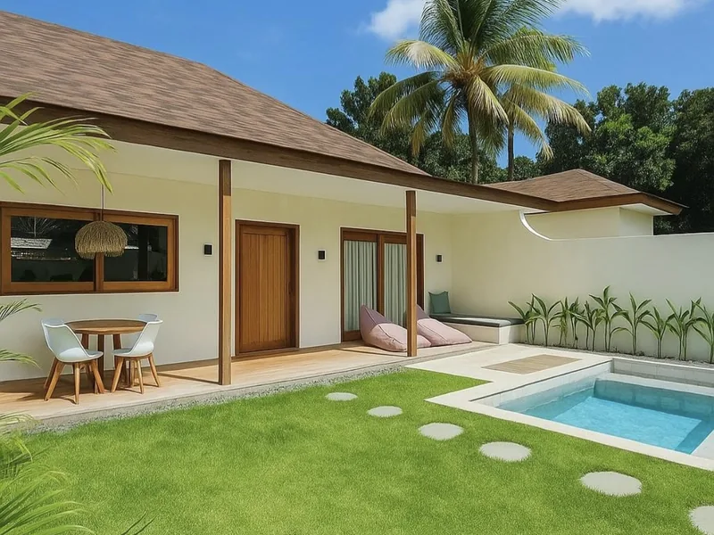 Mediterrania Villas: villa con porche, piscina privada y jardín
